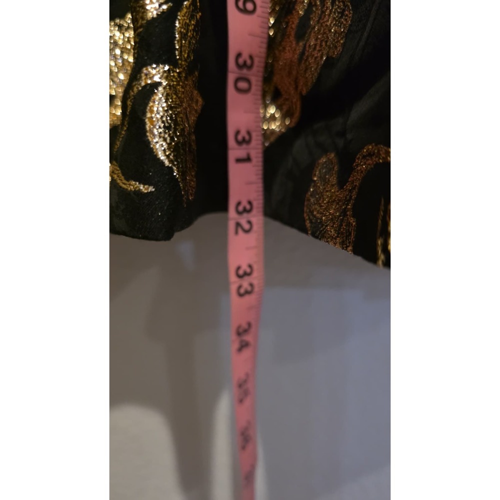 Alice + Olivia Black Gold Metallic Floral Brocade Mini Dress Bow Cocktail 2 - Picture 10 of 15